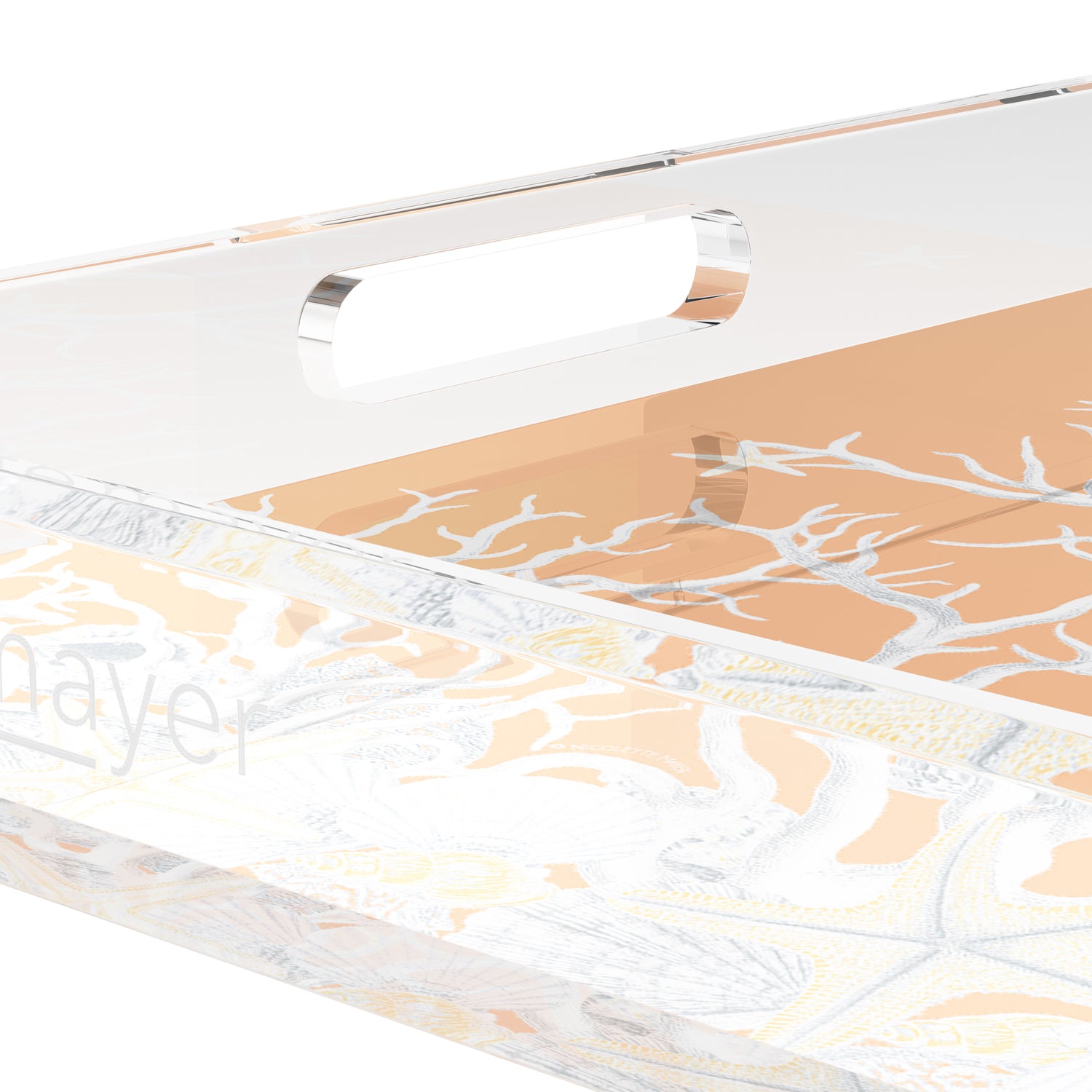 Coral Reef Peach 12X12 Acrylic Tray - nicolettemayer.com
