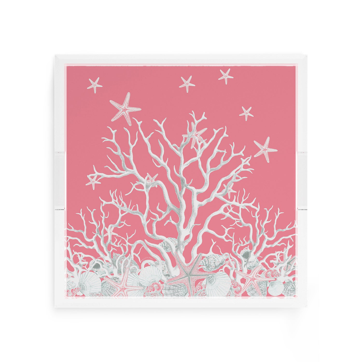 Coral Reef Pink 12X12 Acrylic Tray - nicolettemayer.com
