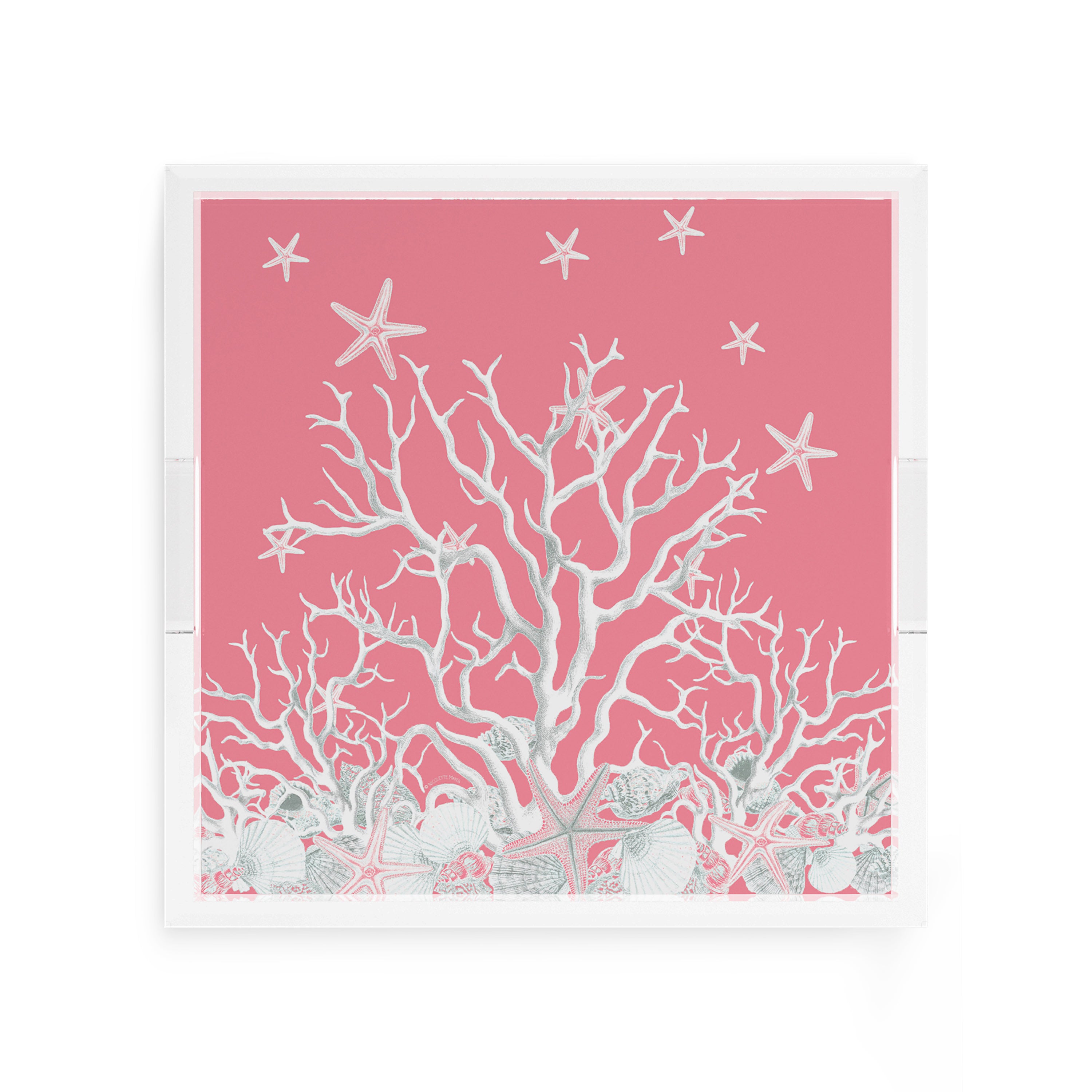 Coral Reef Pink 12X12 Acrylic Tray - nicolettemayer.com

