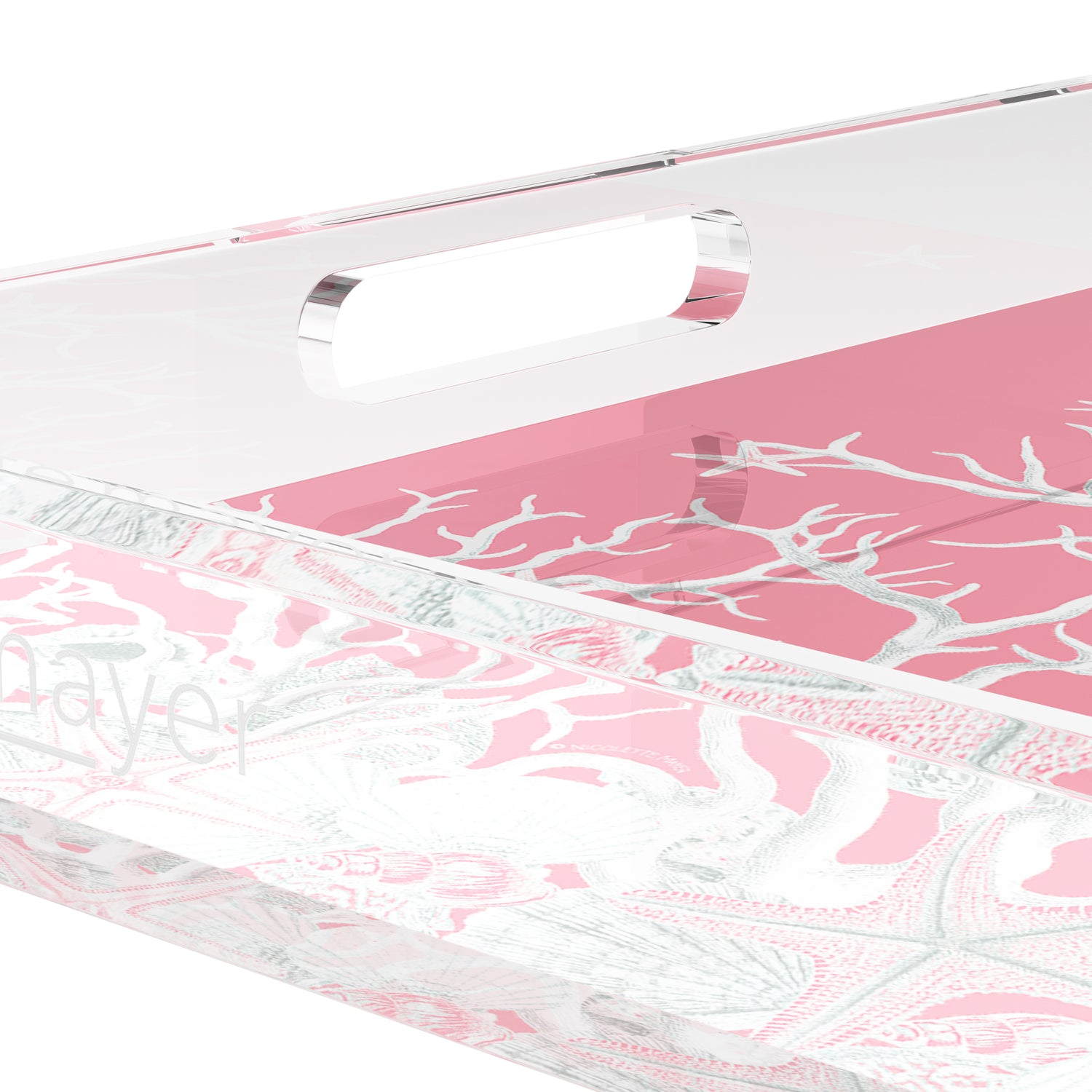 Coral Reef Pink 12X12 Acrylic Tray - nicolettemayer.com
