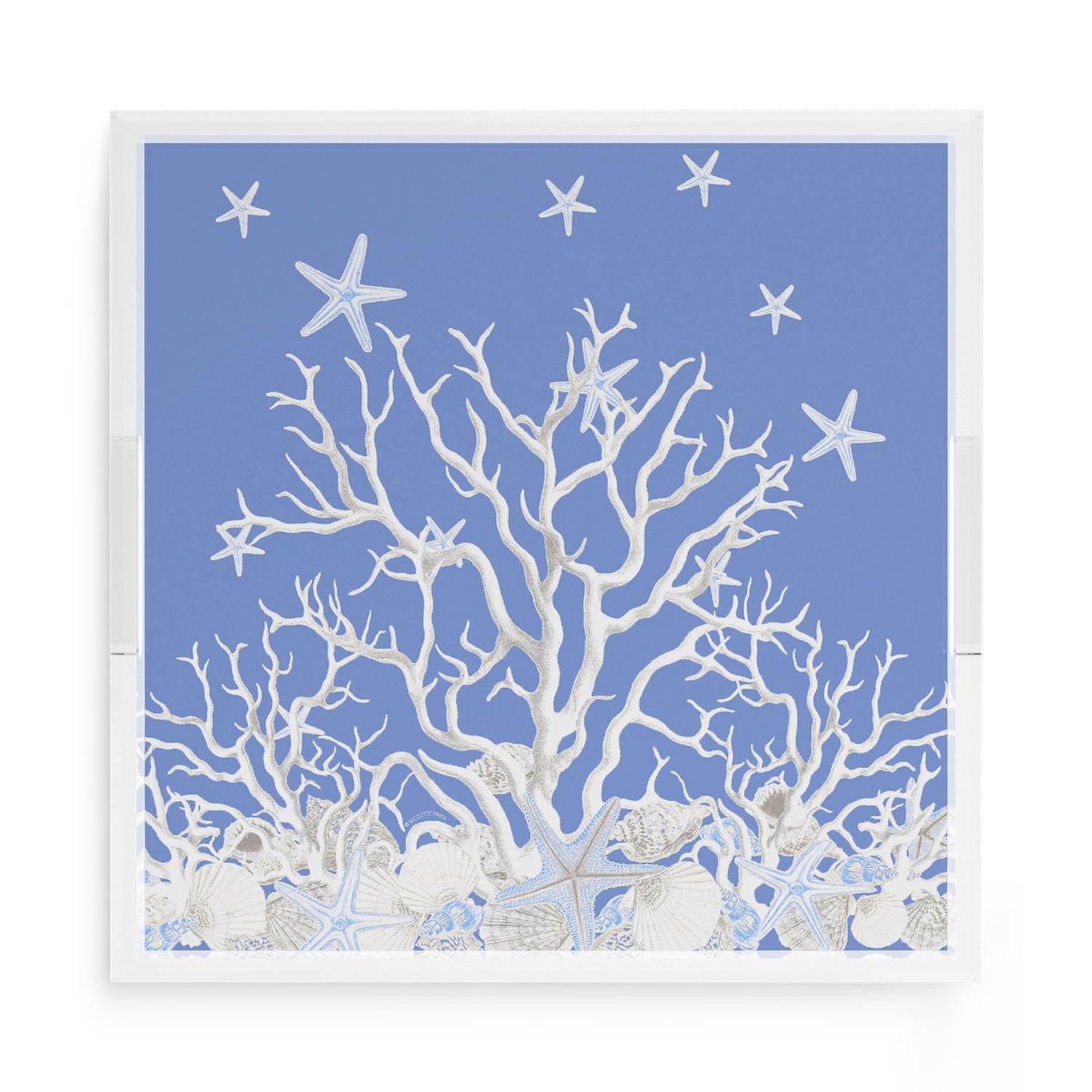 Coral Reef Blue 15X15 Acrylic Tray - nicolettemayer.com
