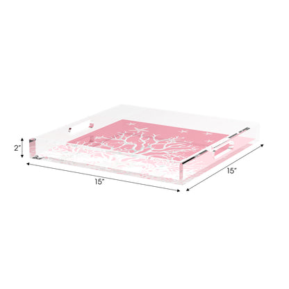Coral Reef Pink 15X15 Acrylic Tray - nicolettemayer.com
