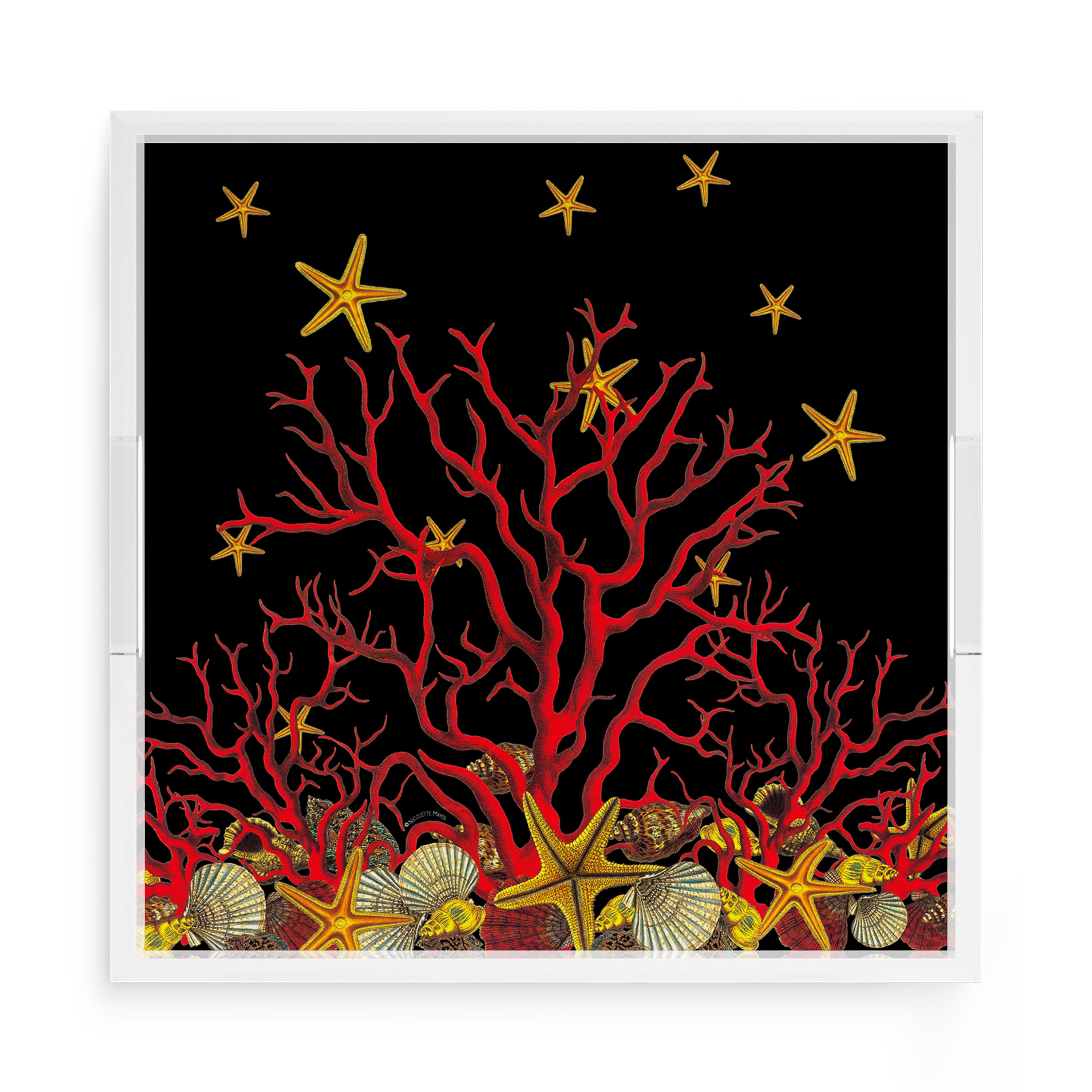 Coral Reef Solid Black 15X15 Acrylic Tray - nicolettemayer.com

