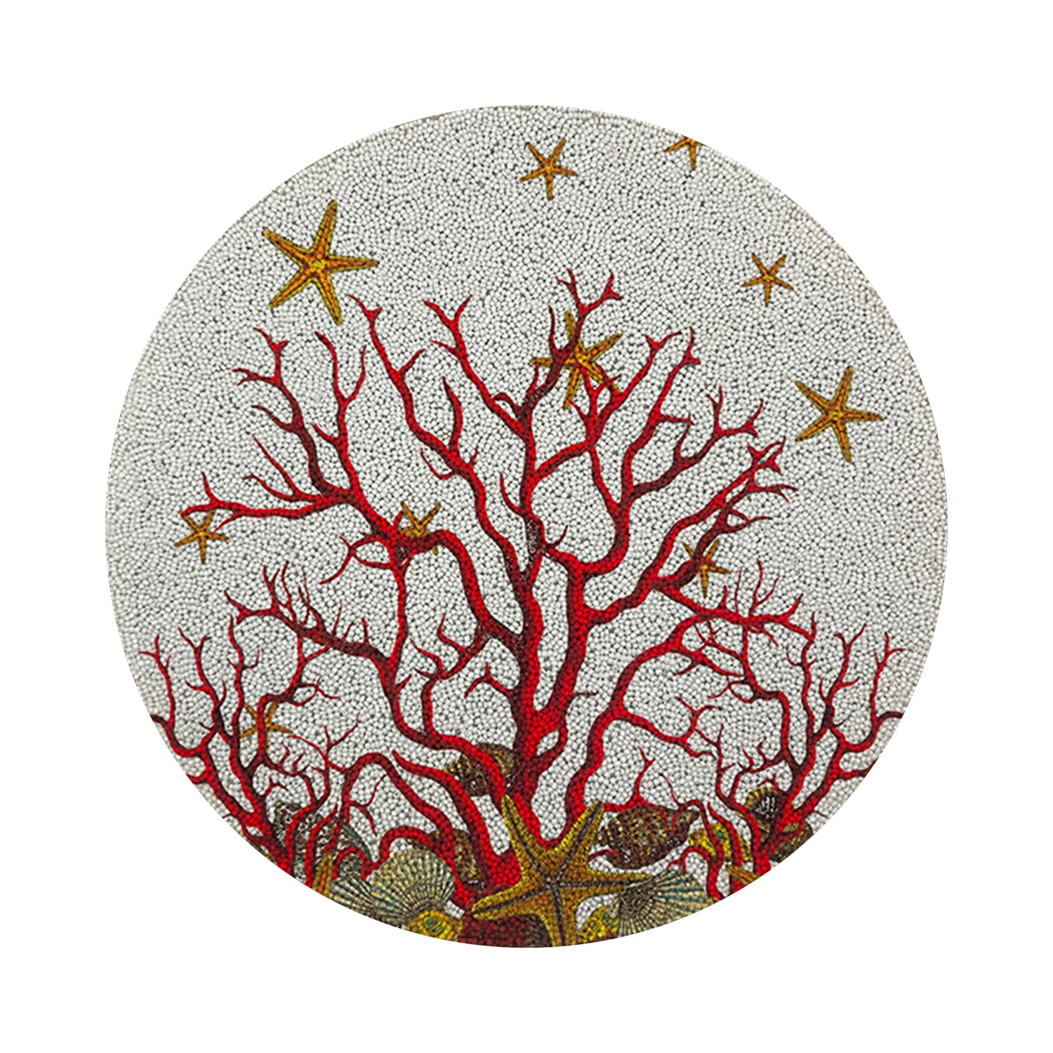 Coral Reef White Red Round Beaded Placemat Smooth - nicolettemayer.com