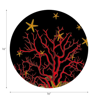 Coral Reef Vegan Leather Round Pebble Placemat