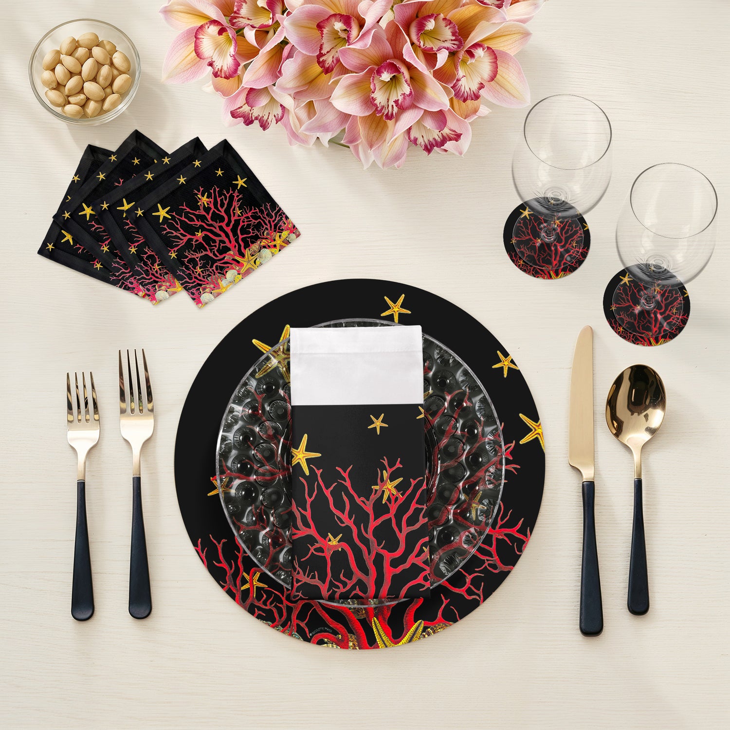 Coral Reef Black 17.5" Rectangle Pebble Placemat, Set Of 4 - nicolettemayer.com
