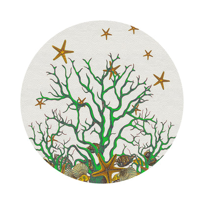 Coral Reef White Green 16&quot; Round Pebble Placemats, Set of 4 - nicolettemayer.com
