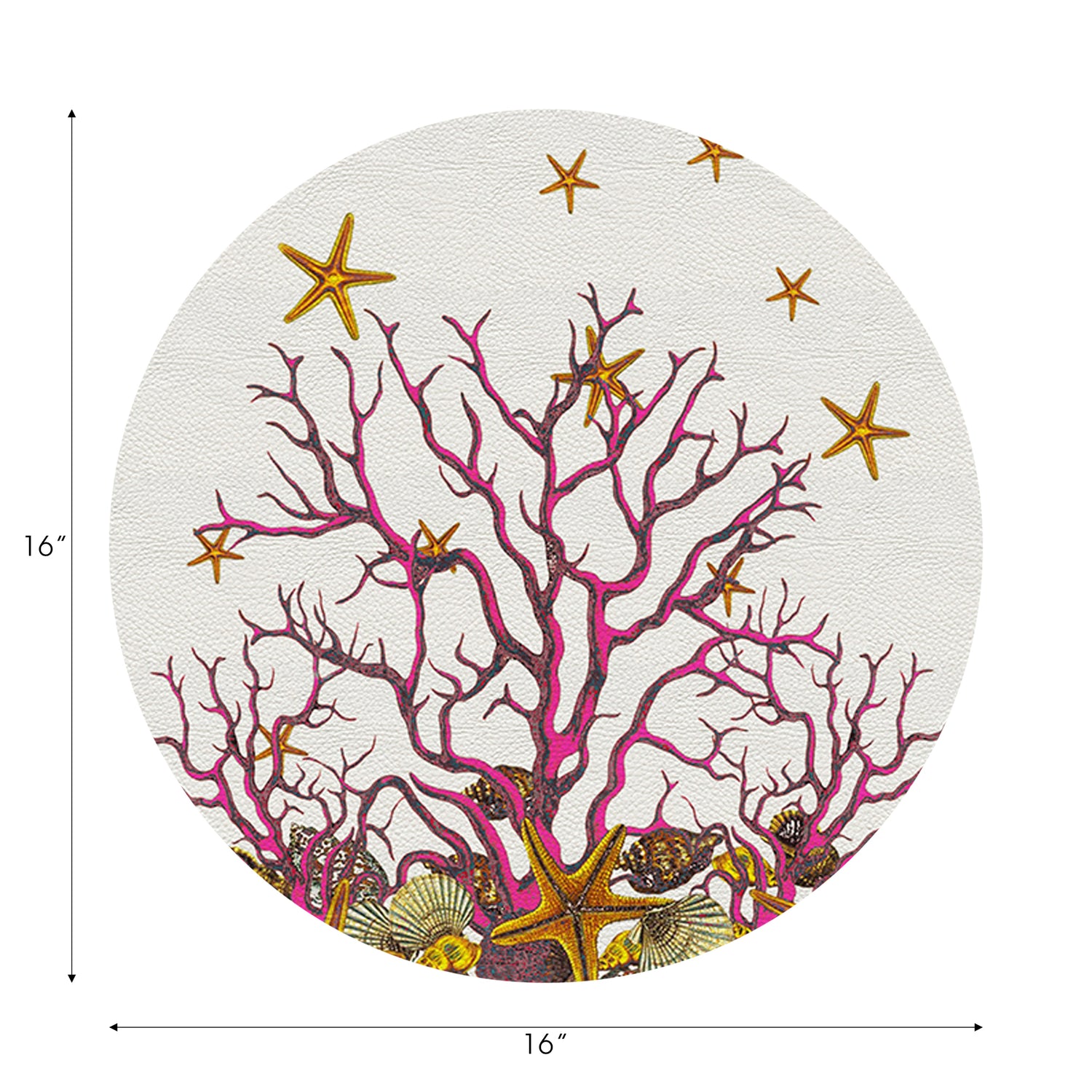 Coral Reef Vegan Leather Round Pebble Placemat