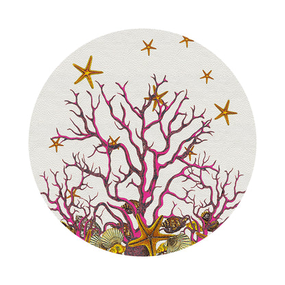 Coral Reef White Pink 16&quot; Round Pebble Placemats, Set of 4 - nicolettemayer.com
