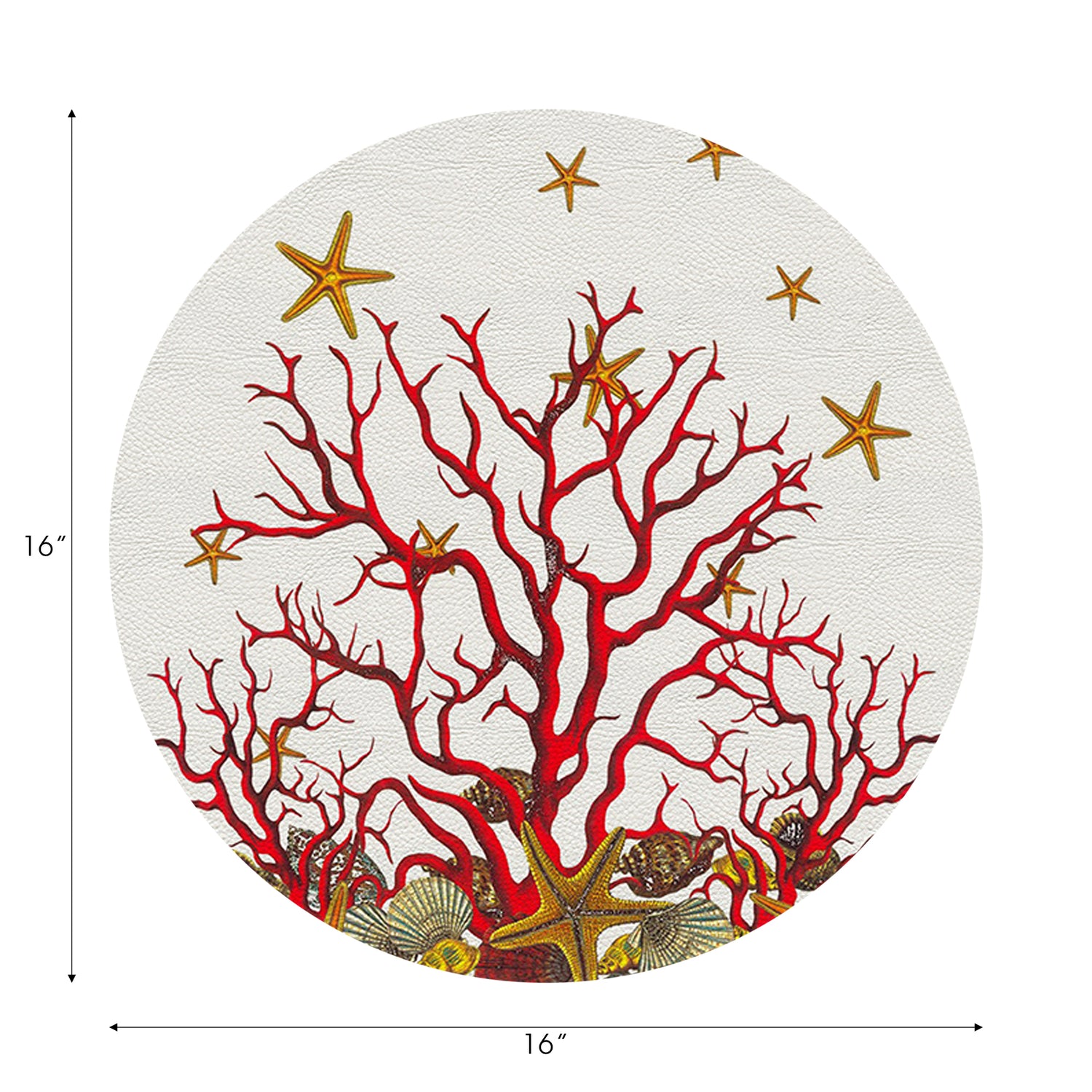 Coral Reef Vegan Leather Round Pebble Placemat