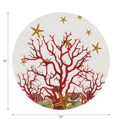 Coral Reef Vegan Leather Round Pebble Placemat