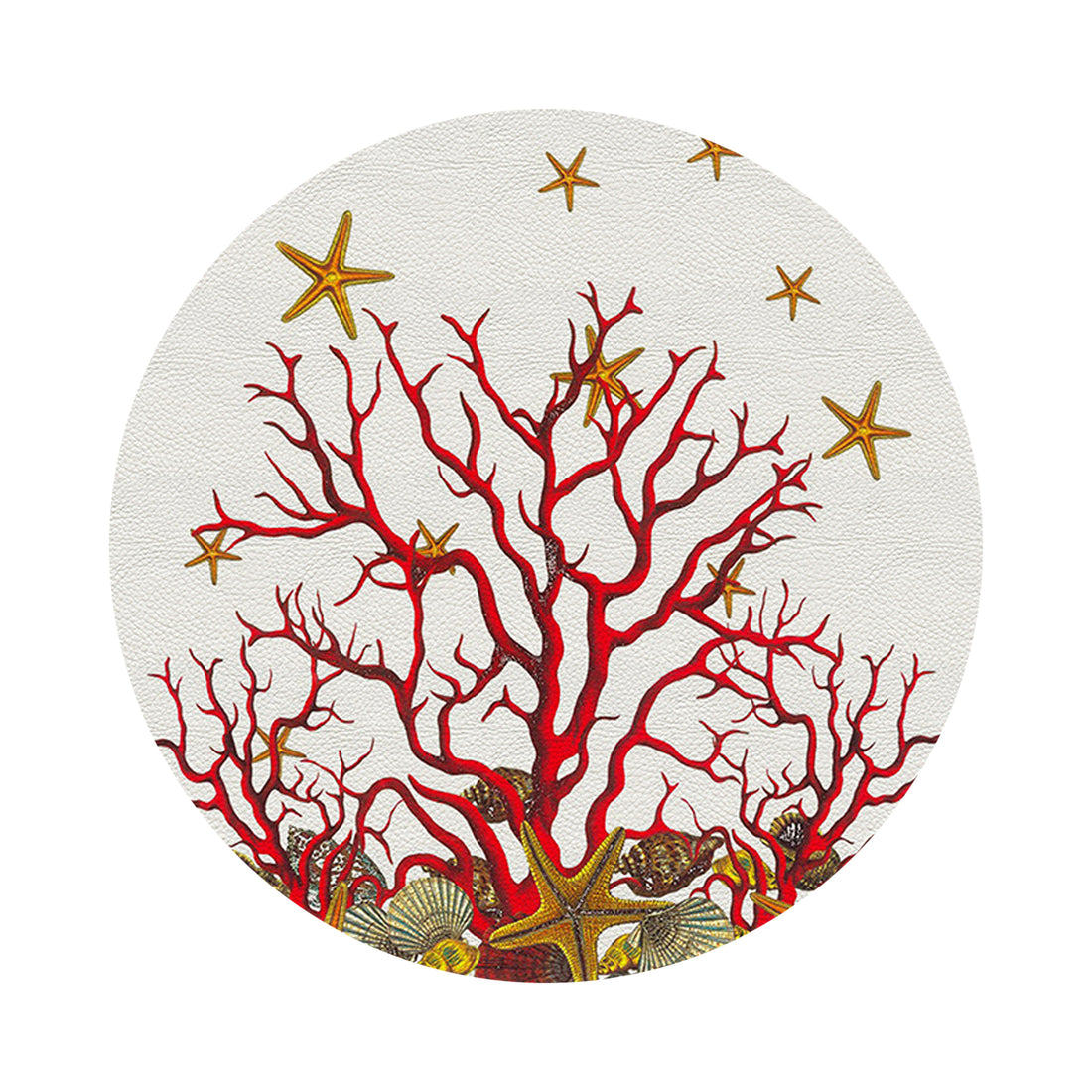 Coral Reef White Red 16&quot; Round Pebble Placemat Set of 4 - nicolettemayer.com