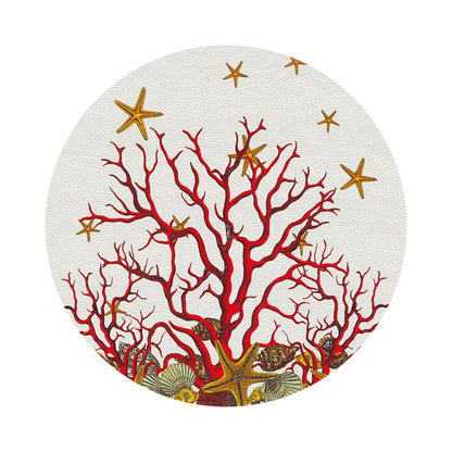 Coral Reef White Red 16&quot; Round Pebble Placemats, Set of 4 - nicolettemayer.com
