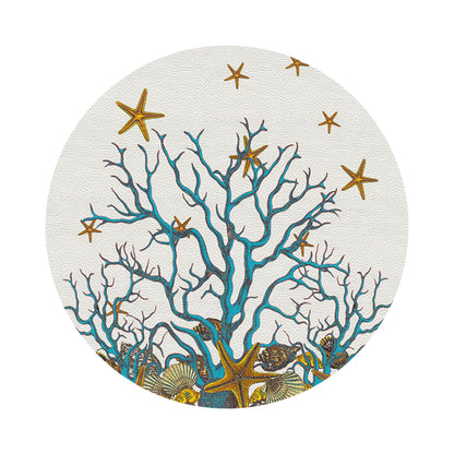 Coral Reef White Turq 16&quot; Round Pebble Placemats, Set of 4 - nicolettemayer.com
