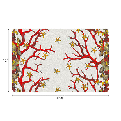 Coral Reef White Red 17.5&quot; Rectangle Pebble Placemat, Set Of 4 - nicolettemayer.com
