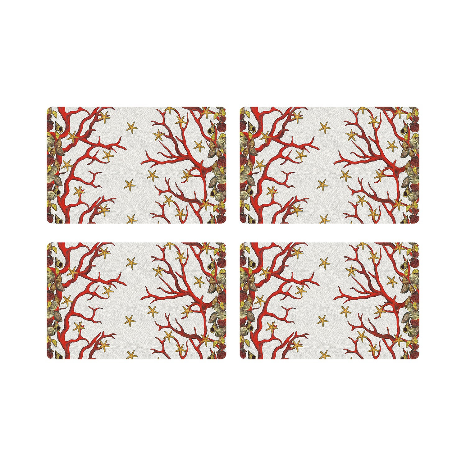 Coral Reef White Red 17.5&quot; Rectangle Pebble Placemat, Set Of 4 - nicolettemayer.com
