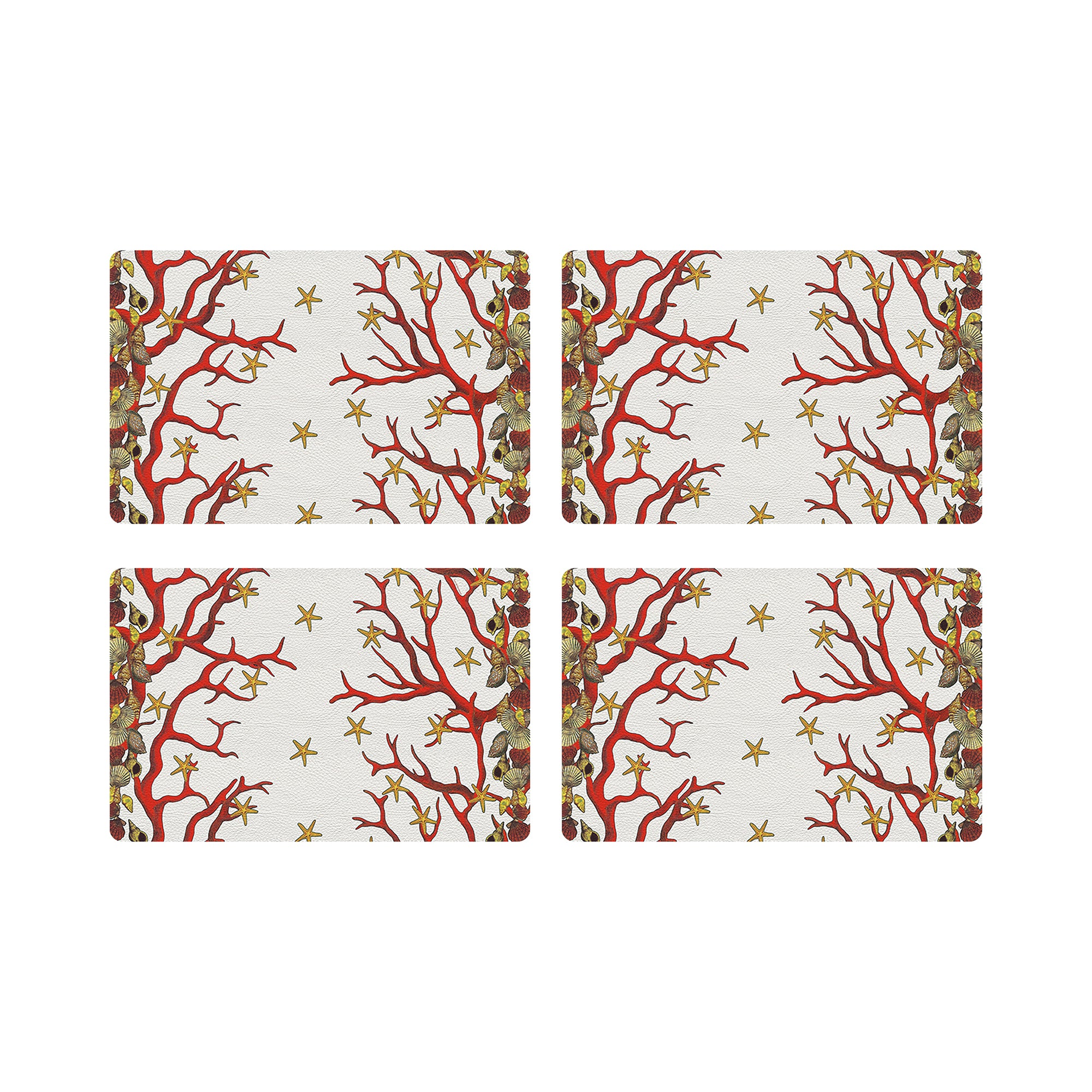 Coral Reef White Red 17.5&quot; Rectangle Pebble Placemat, Set Of 4 - nicolettemayer.com
