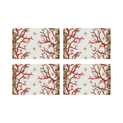 Coral Reef White Red 17.5&quot; Rectangle Pebble Placemat, Set Of 4 - nicolettemayer.com
