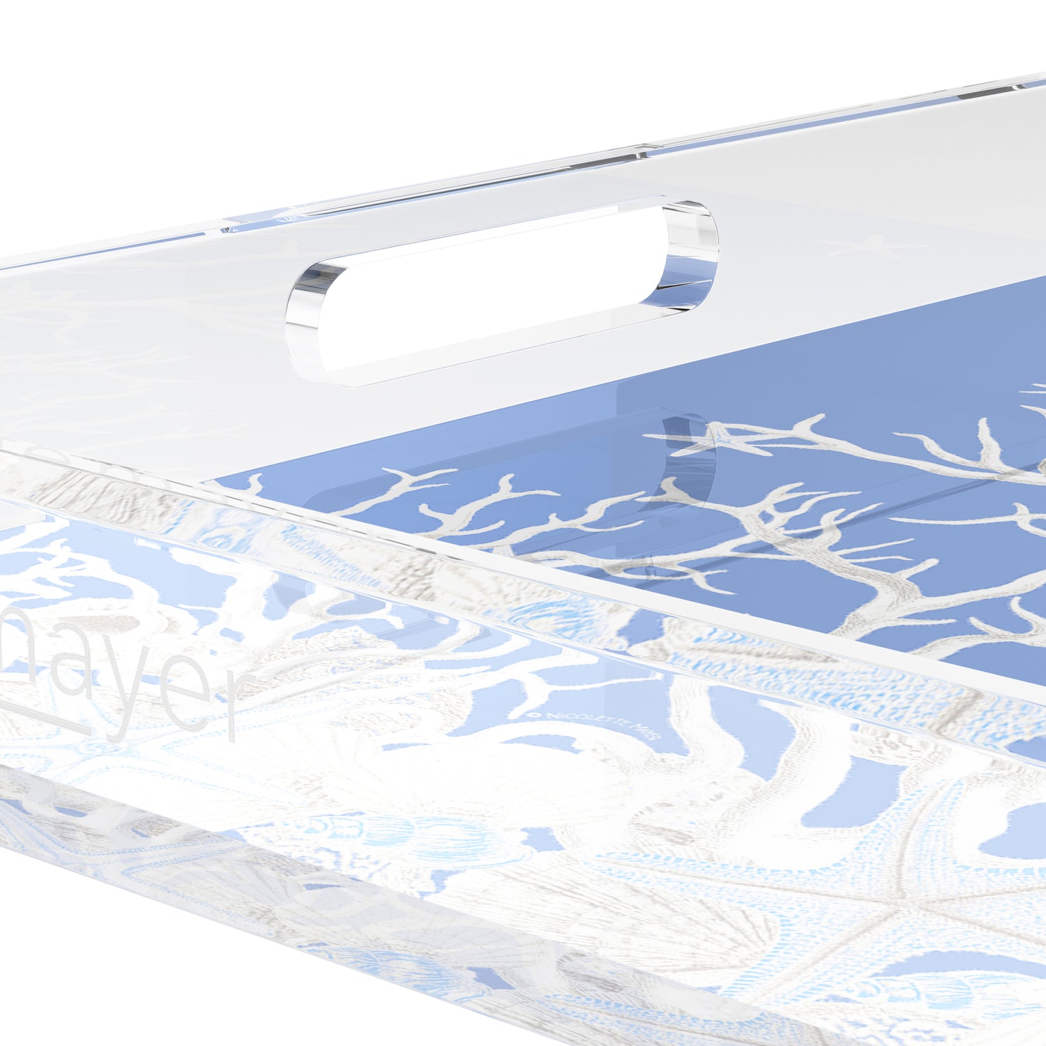 Coral Reef Blue 18X18 Acrylic Tray - nicolettemayer.com
