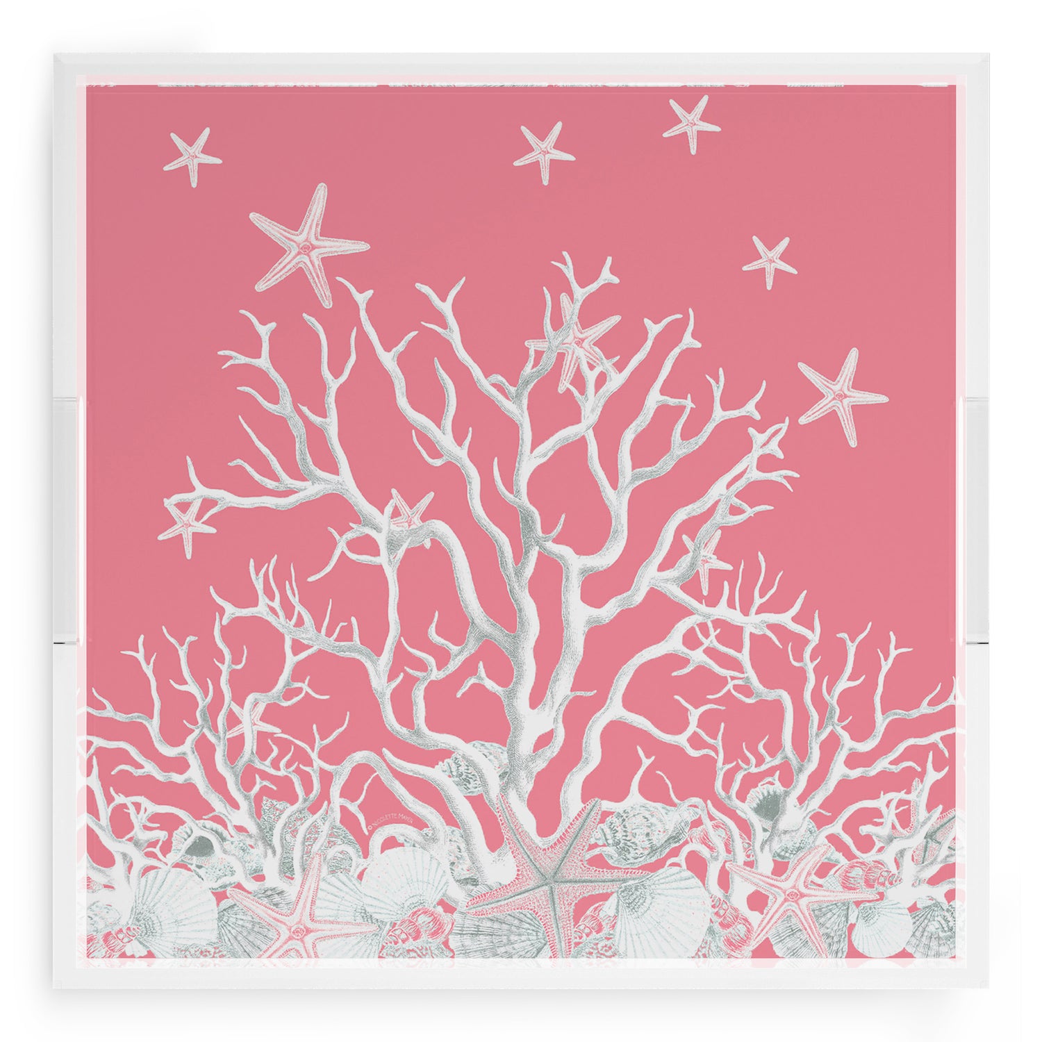 Coral Reef Pink 18X18 Acrylic Tray - nicolettemayer.com
