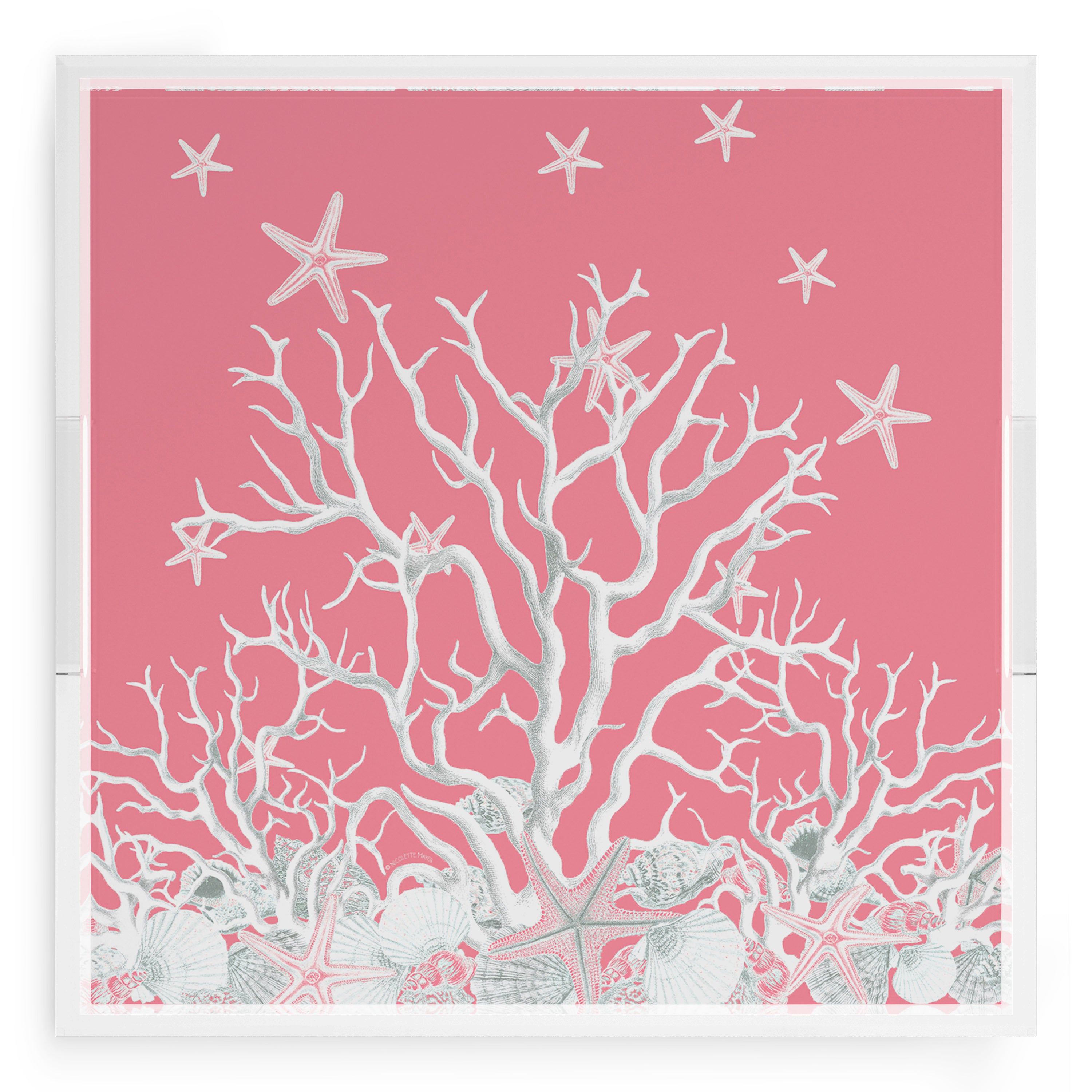 Coral Reef Pink 18X18 Acrylic Tray - nicolettemayer.com
