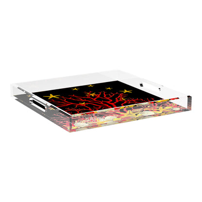 Coral Reef Solid Black 18X18 Acrylic Tray - nicolettemayer.com
