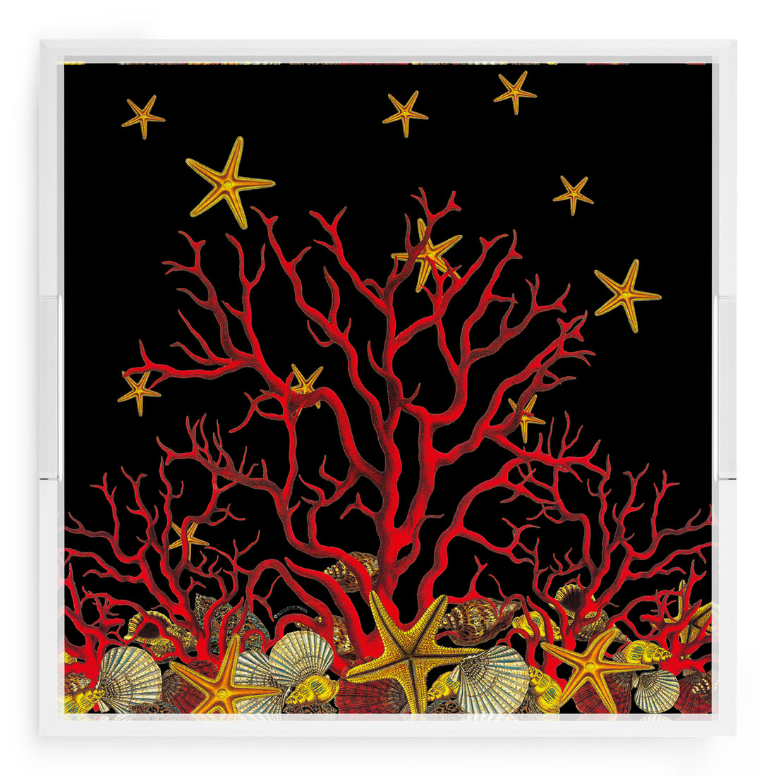 Coral Reef Solid Black 18X18 Acrylic Tray - nicolettemayer.com
