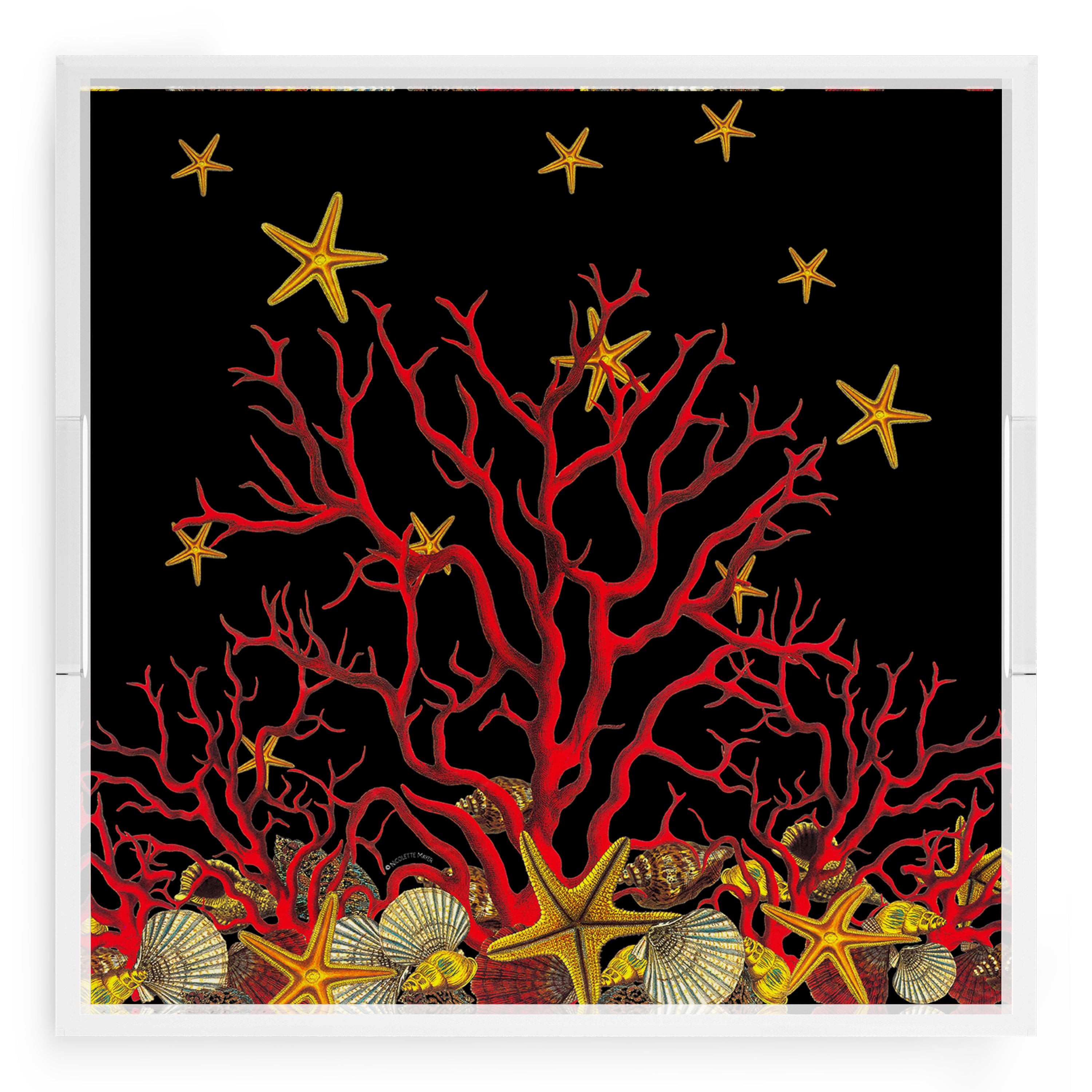 Coral Reef Solid Black 18X18 Acrylic Tray - nicolettemayer.com
