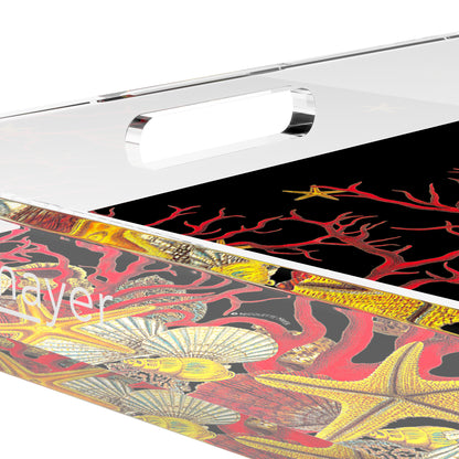 Coral Reef Solid Black 18X18 Acrylic Tray - nicolettemayer.com
