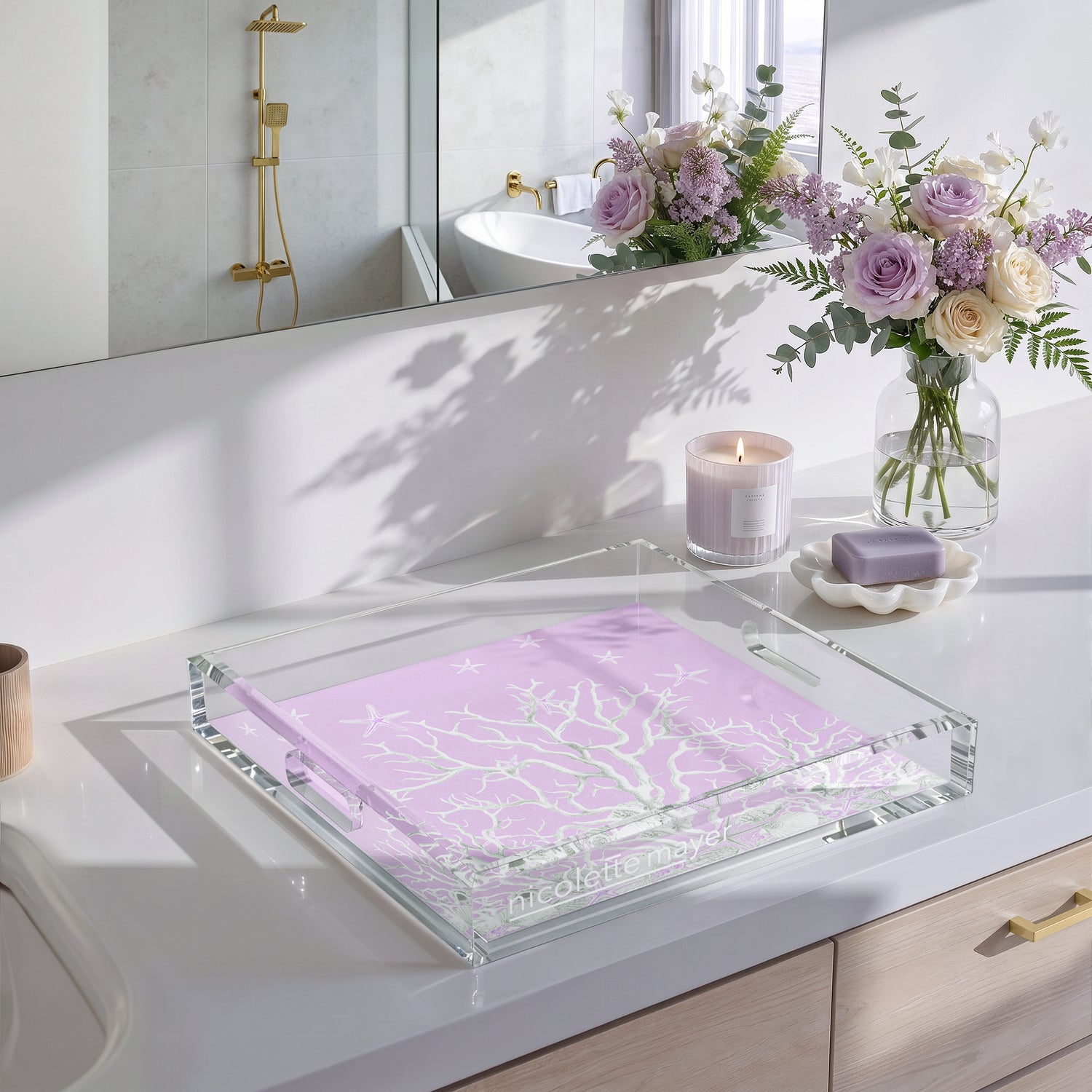 Coral Reef Lilac 12X12 Acrylic Tray - nicolettemayer.com
