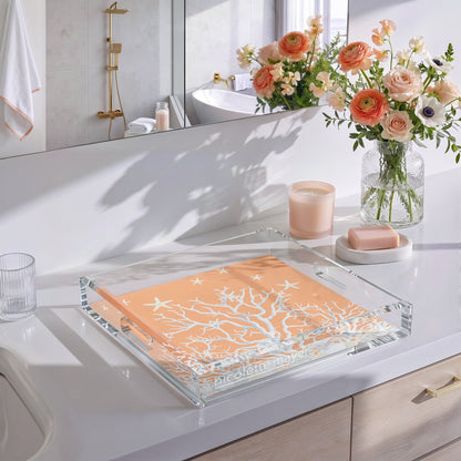 Coral Reef Peach 12X12 Acrylic Tray - nicolettemayer.com
