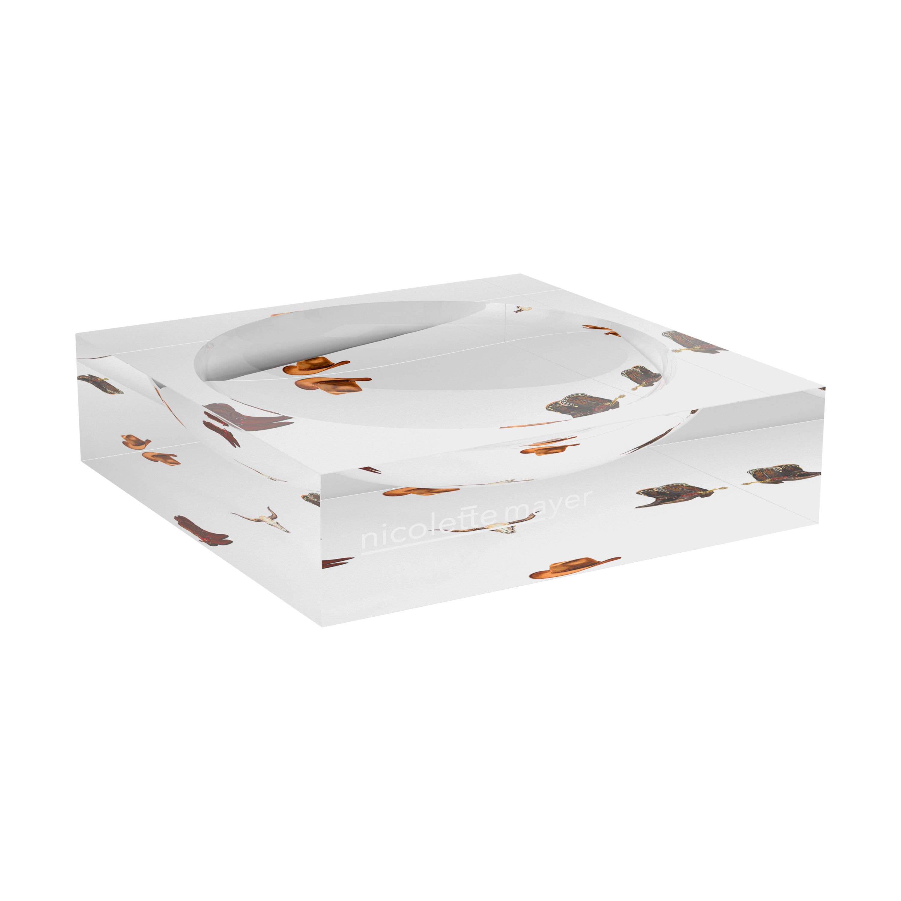 Cowboy Boots Brown Cream Acrylic Candy Catchall Dish