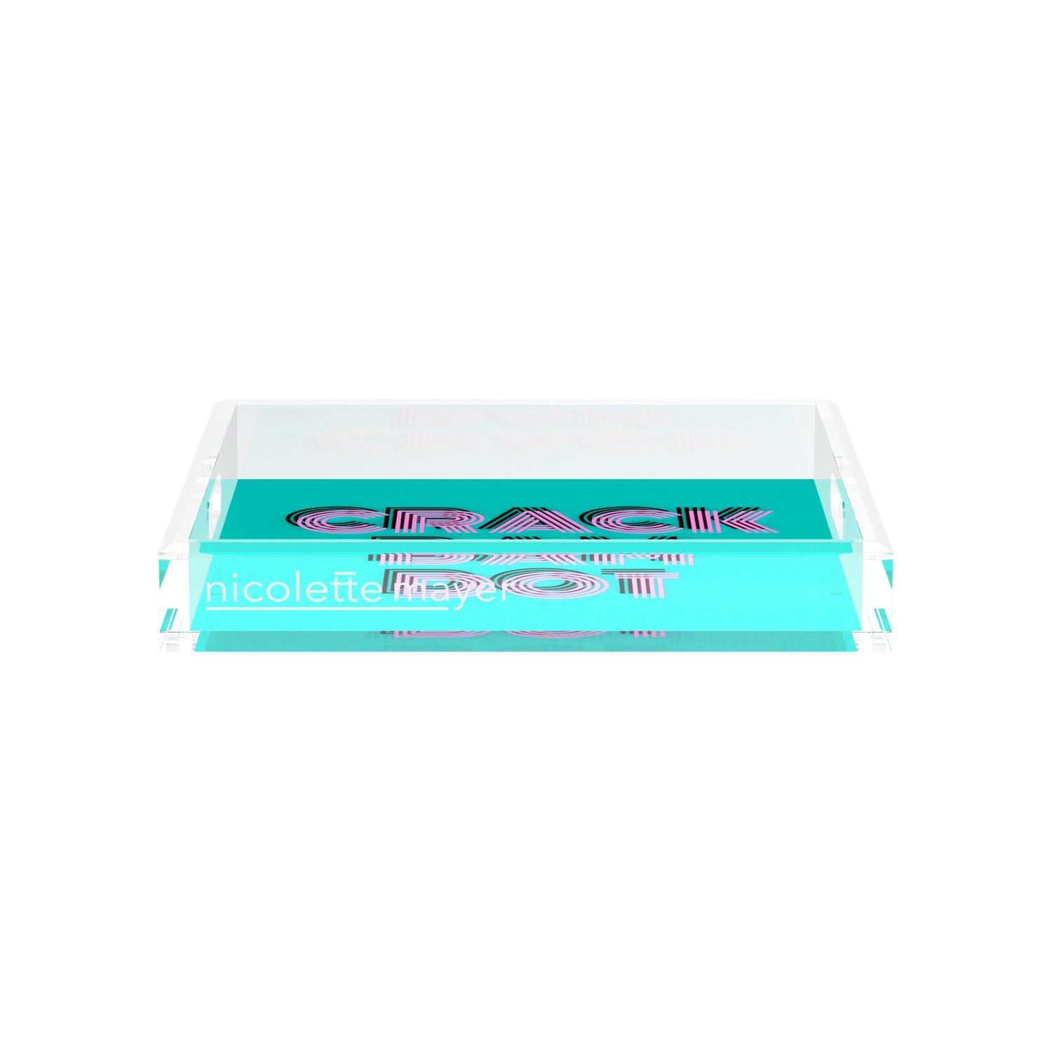 Mahjong Crack Bam Dot Acqua Pink 12X12 Acrylic Tray - nicolettemayer.com 