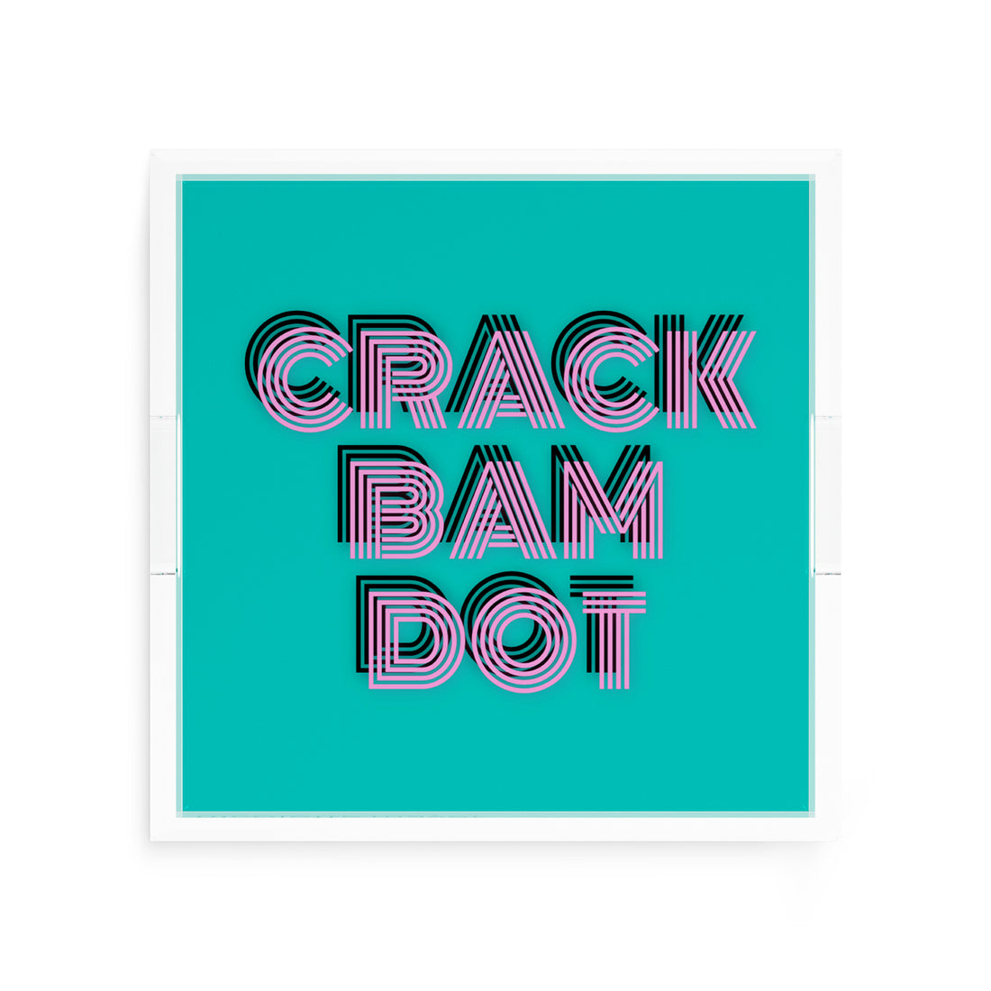 Mahjong Crack Bam Dot Acqua Pink 12X12 Acrylic Tray - nicolettemayer.com 