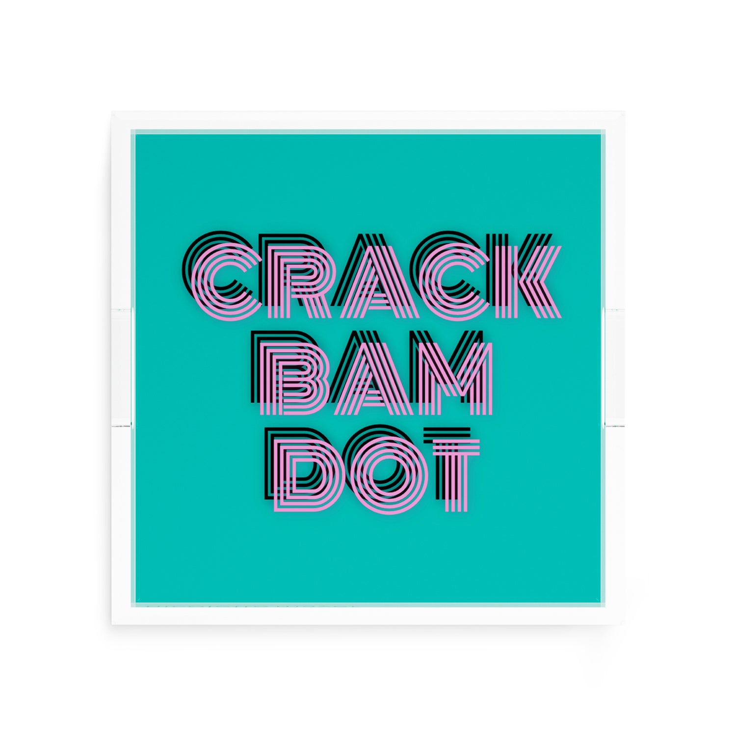 Mahjong Crack Bam Dot Acqua Pink 12X12 Acrylic Tray - nicolettemayer.com 