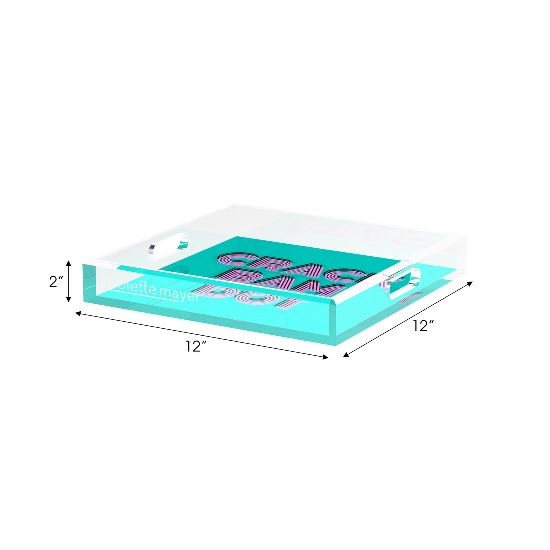 Mahjong Crack Bam Dot Acqua Pink 12X12 Acrylic Tray - nicolettemayer.com 