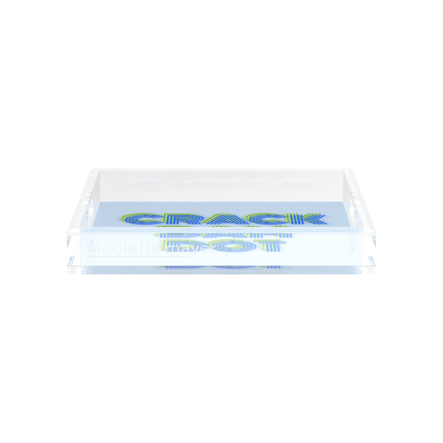 Mahjong Crack Bam Dot Blues Celery 12X12 Acrylic Tray - nicolettemayer.com 