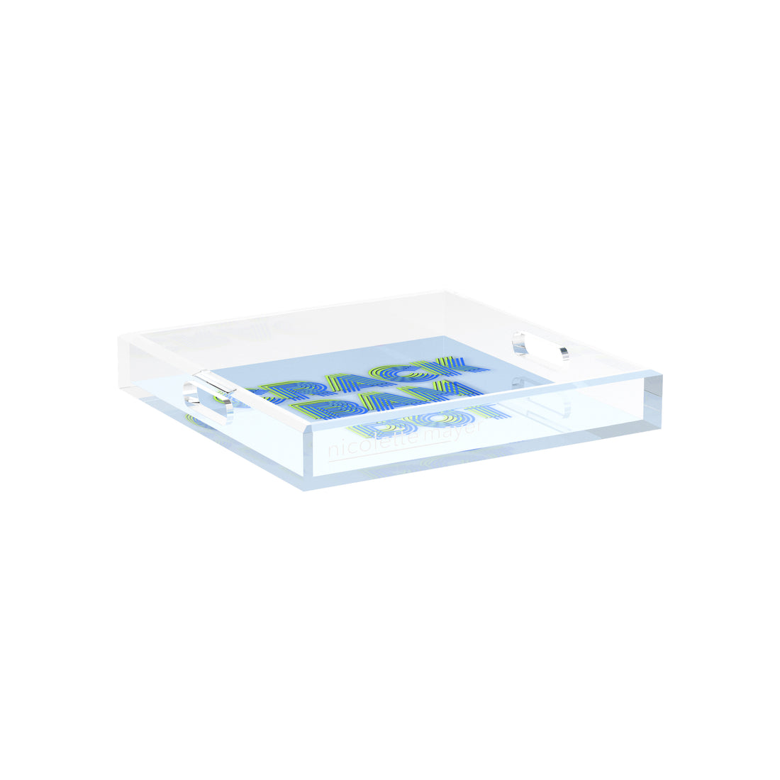 Mahjong Crack Bam Dot Blues Celery 12X12 Acrylic Tray - nicolettemayer.com 