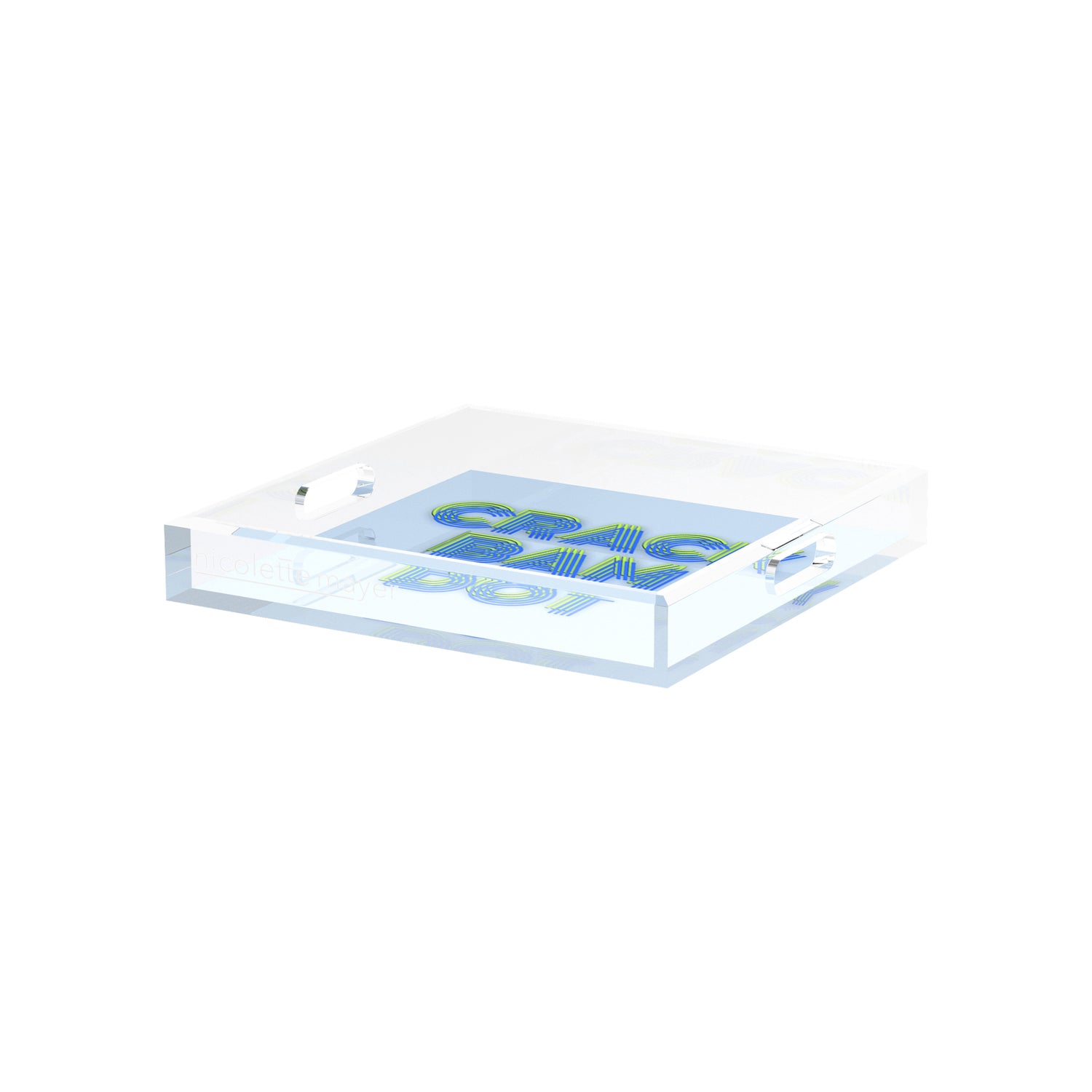 Mahjong Crack Bam Dot Blues Celery 12X12 Acrylic Tray - nicolettemayer.com 