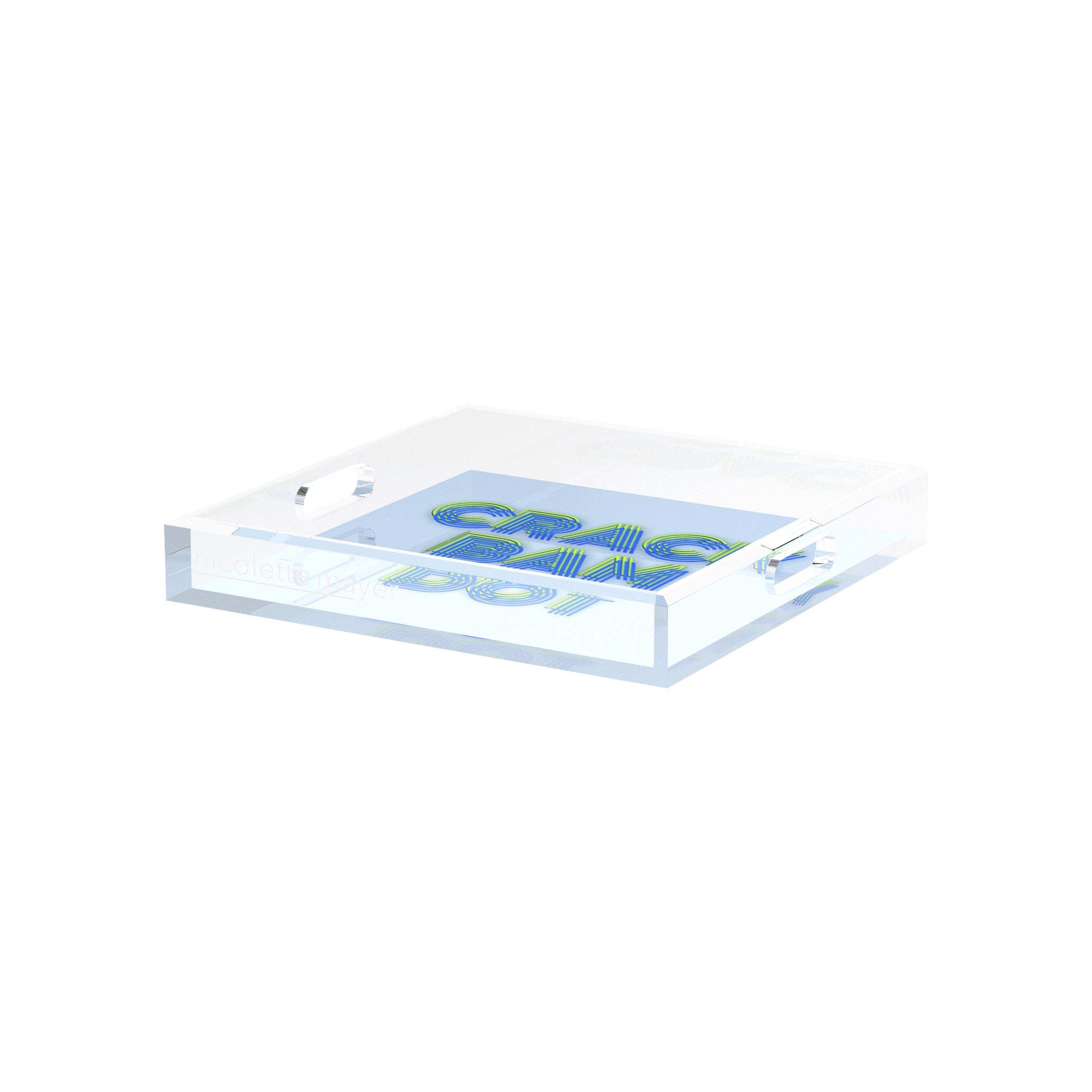 Mahjong Crack Bam Dot Blues Celery 12X12 Acrylic Tray - nicolettemayer.com 