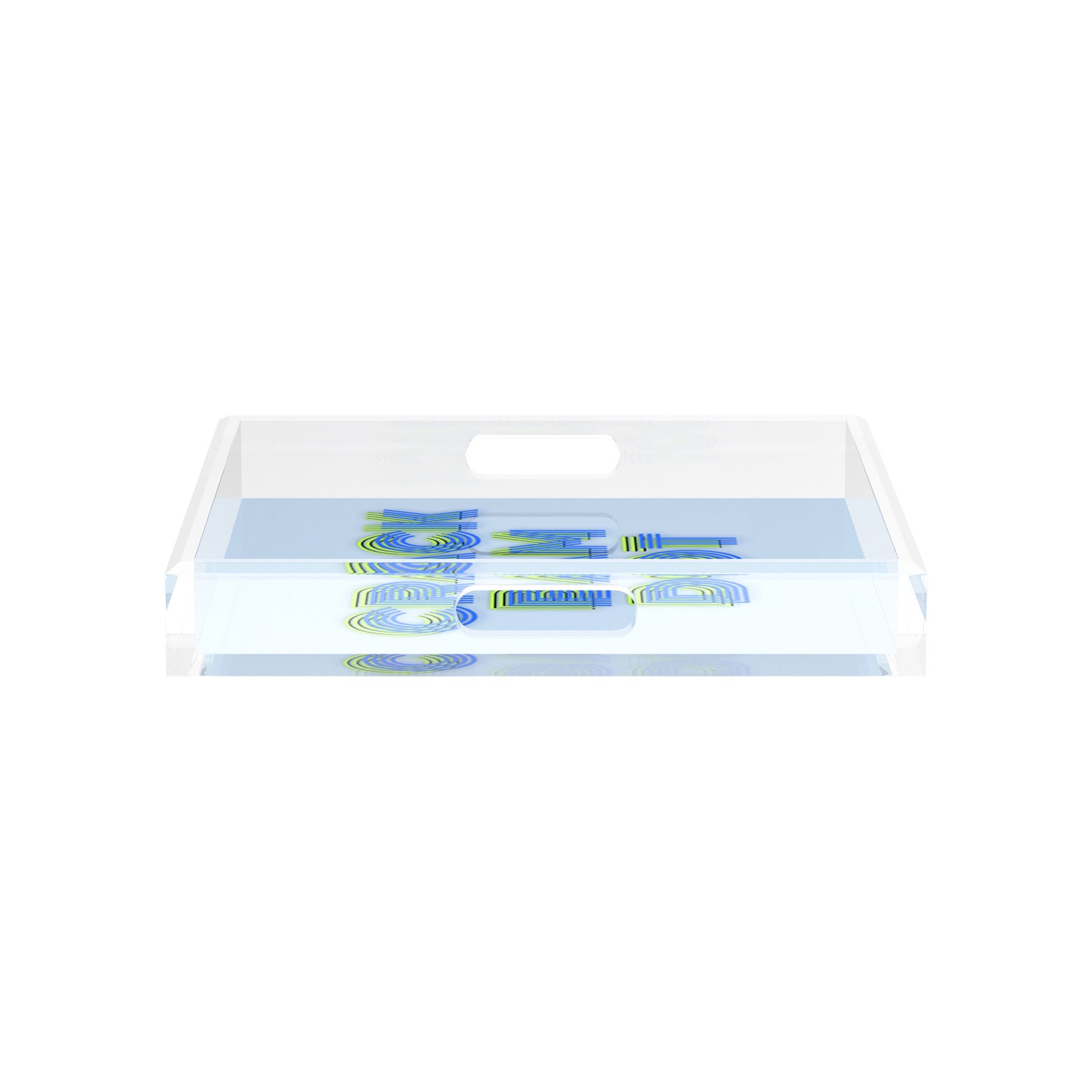 Mahjong Crack Bam Dot Blues Celery 12X12 Acrylic Tray - nicolettemayer.com 