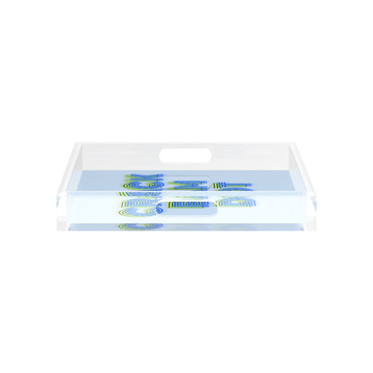 Mahjong Crack Bam Dot Blues Celery 12X12 Acrylic Tray - nicolettemayer.com 