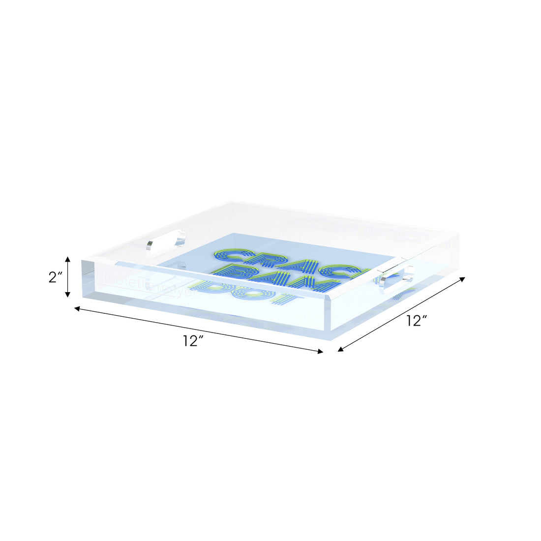 Mahjong Crack Bam Dot Blues Celery 12X12 Acrylic Tray - nicolettemayer.com 