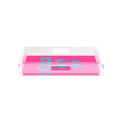 Mahjong Crack Bam Dot Hybiscus Powder 12X12 Acrylic Tray - nicolettemayer.com 