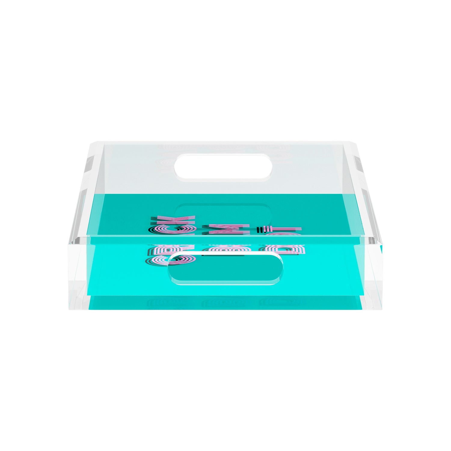 Mahjong Crack Bam Dot Aqua Pink 12.5x7.75 Acrylic Tray - nicolettemayer.com 
