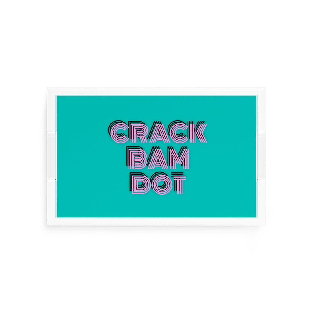 Mahjong Crack Bam Dot Aqua Pink 12.5x7.75 Acrylic Tray - nicolettemayer.com 