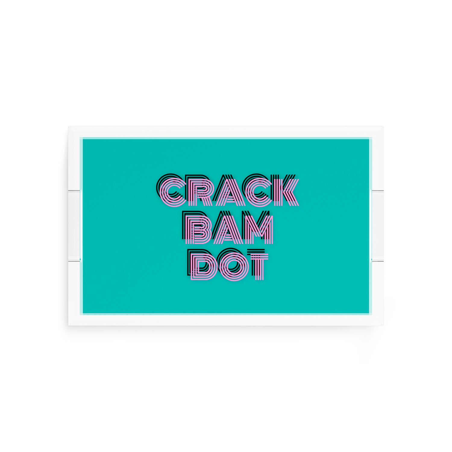 Mahjong Crack Bam Dot Aqua Pink 12.5x7.75 Acrylic Tray - nicolettemayer.com 