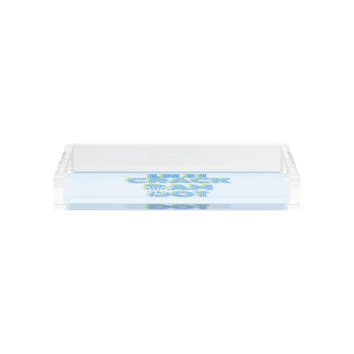 Mahjong Crack Bam Dot Blues Celery 12.5x7.75 Acrylic Tray - nicolettemayer.com 