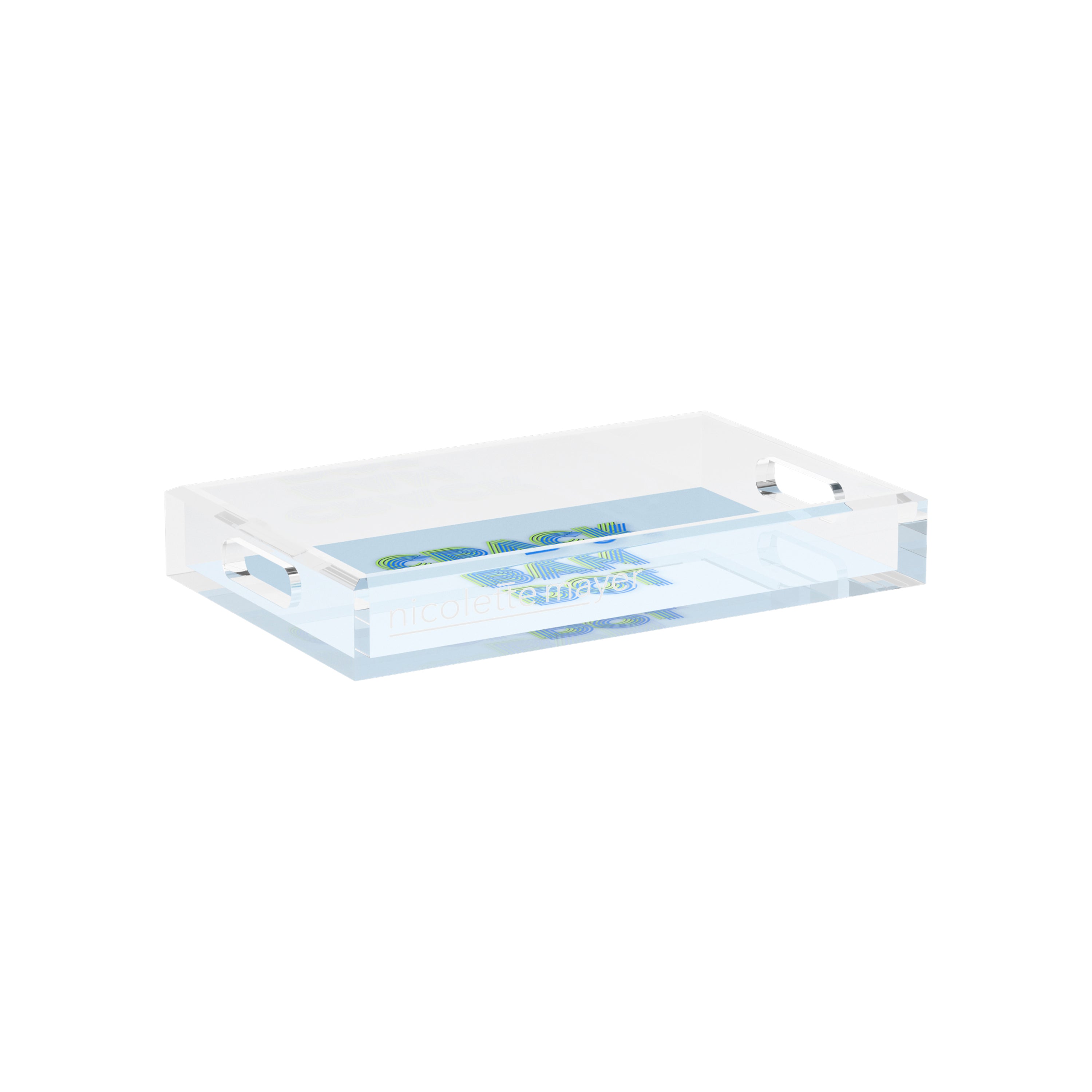 Mahjong Crack Bam Dot Blues Celery 12.5x7.75 Acrylic Tray - nicolettemayer.com 