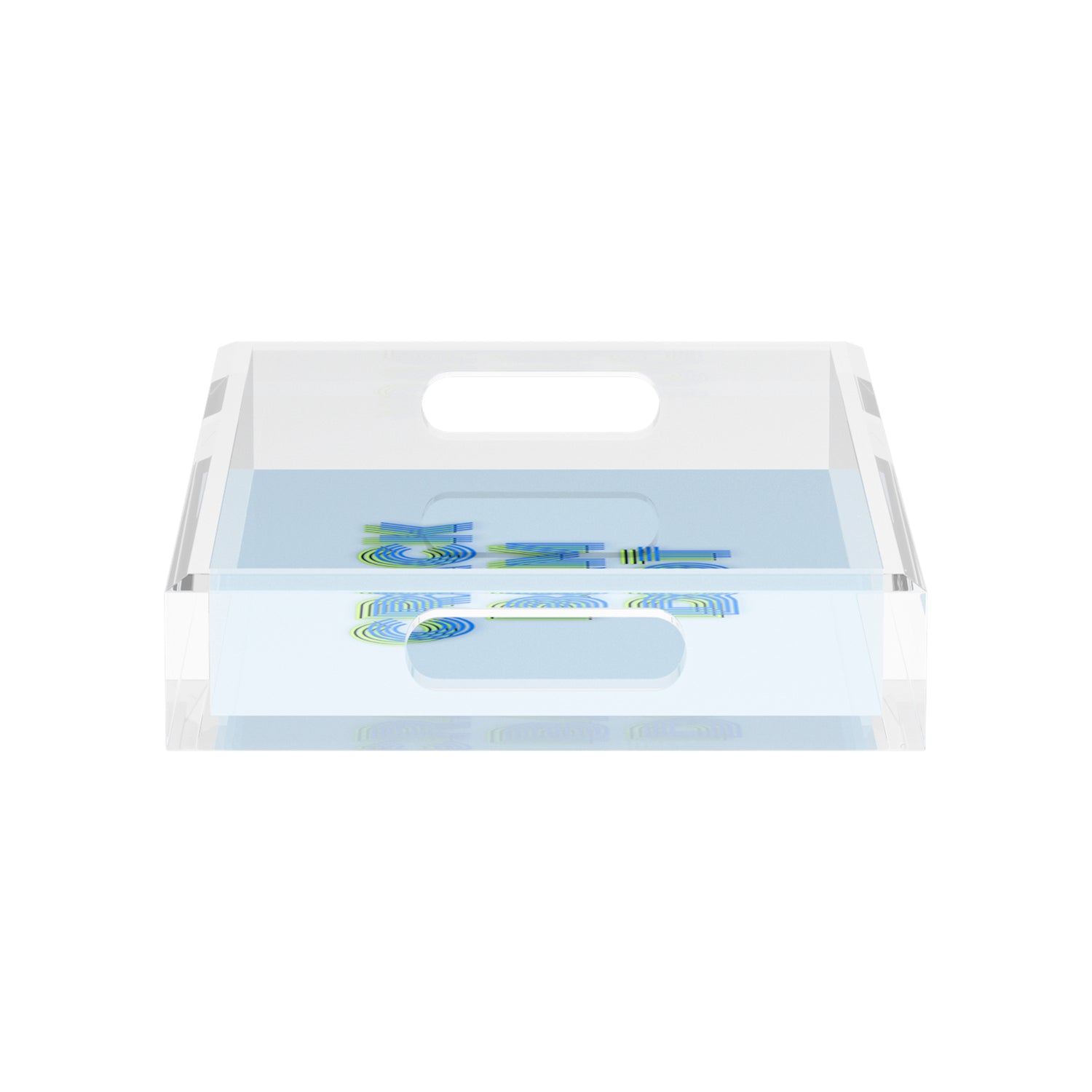 Mahjong Crack Bam Dot Blues Celery 12.5x7.75 Acrylic Tray - nicolettemayer.com 